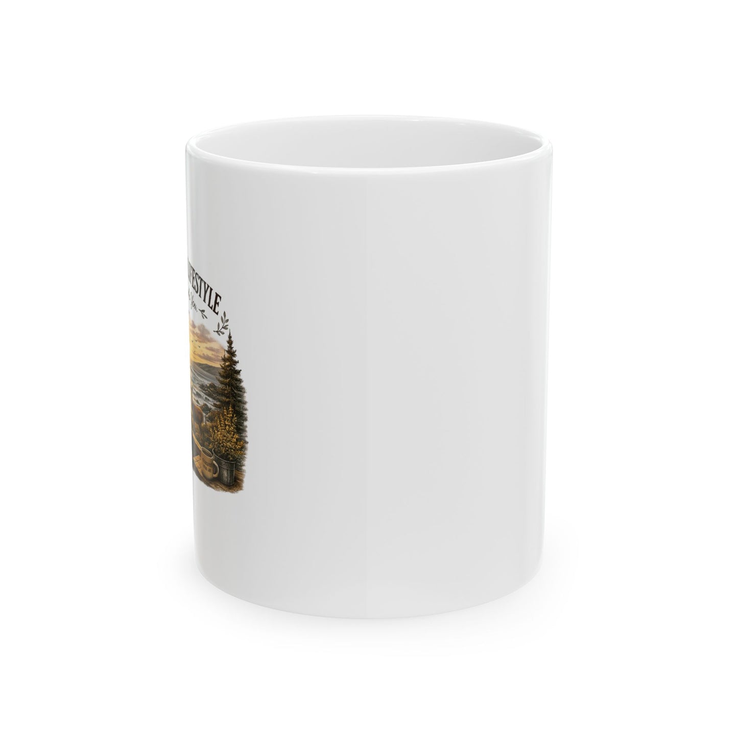 Slow Morning Lifestyle Mug| Coffee Lover Nature Mug | Where Peace Finds You Mug | Coastal Sunrise & Deer Design